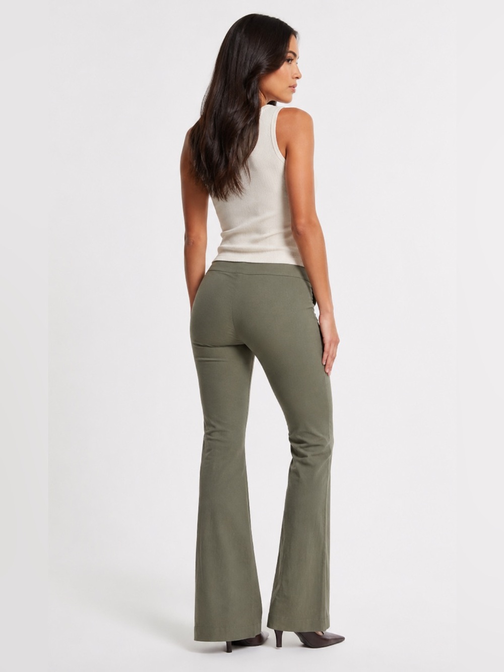 Y2K 2000s Indie Sleaze Bebe Wide Leg Flare Pants Sz 6 Green Linen Blend Low Rise